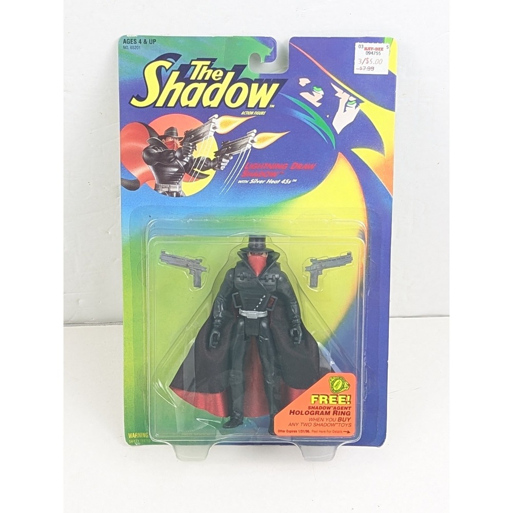 Kenner 1994 The Shadow Lightning Draw Figure w/ Silver Heat 45s NOS